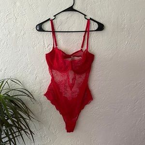 Red lace bodysuit